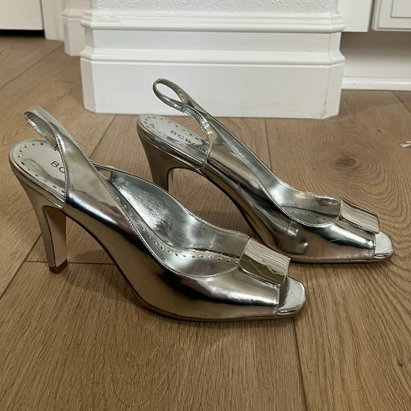 BCBG Girls silver heels with silver square buckle - Picture 4 of 11